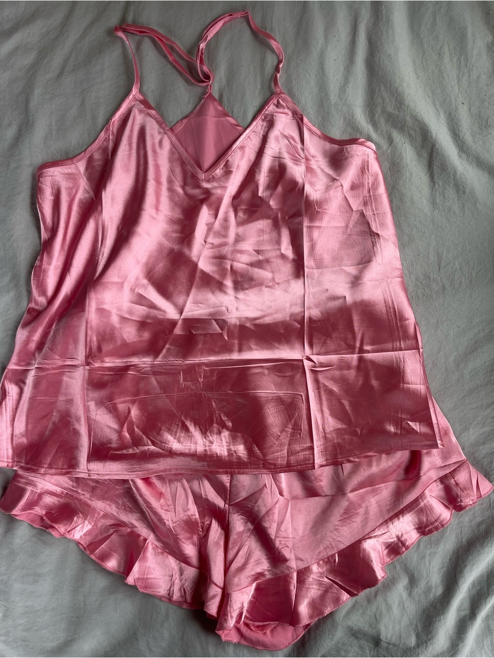 Silky Pink Satin Cami & Shorts Sleep Set